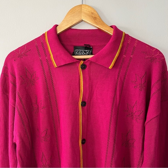 Pasdemer High Couture Button Up Polo Cardigan Fuchia Size Medium NWOT - Picture 5 of 9